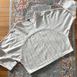 Monrow Textured Cream & Gray Knit Top